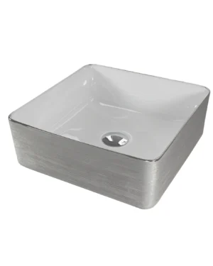 LAVAMANOS DE SOBREPONER BLANCO Y PLATA 385mm*385mm*135mm