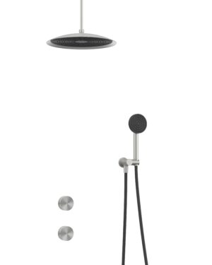 KIT DUCHA CON DUCHA DE MANO Y DUCHA TECHO BRUSHED NICKEL DARA